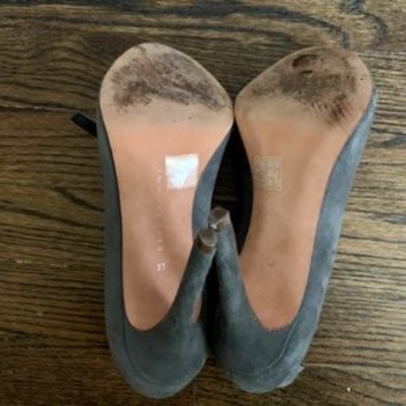 Elie Tahari Gray Suede Open Toe Pumps - Picture 7 of 9